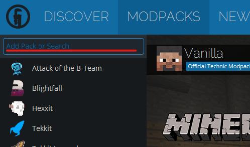 Search for modpack